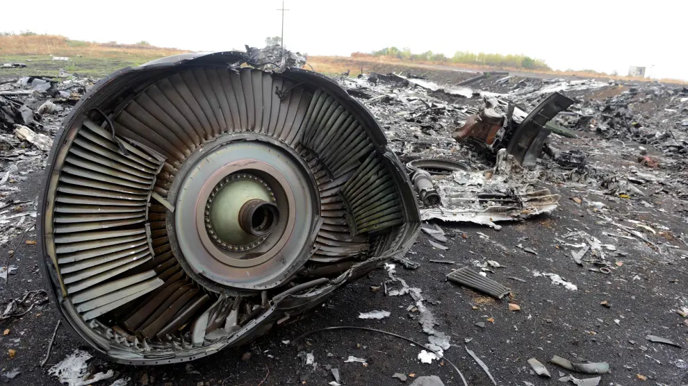 Parte del aparato derribado en Ucrania en 2014.