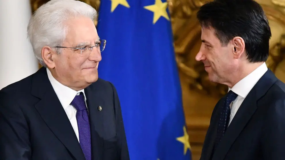 Sergio Mattarella, presidente de la República, y Giuseppe Conte, nuevo primer ministro italiano.