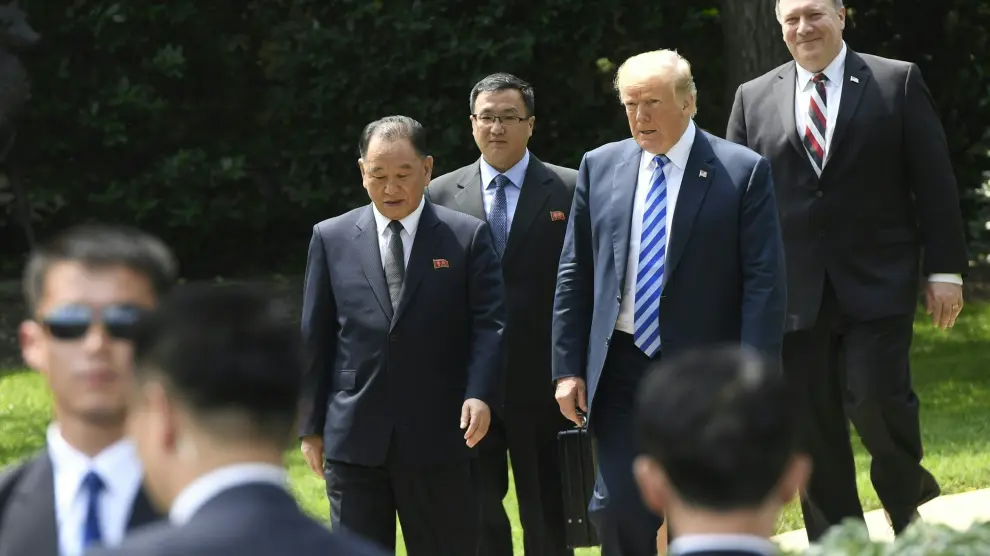 Trump, este viernes, junto al número dos norcoreano, en la Casa Blanca.