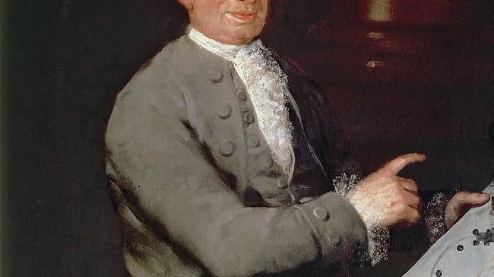 Ventura Rodríguez con los planos de la Santa Capilla, retratado por Francisco de Goya