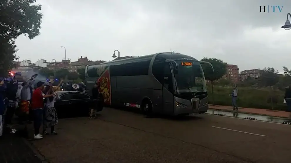 Llegada del Real Zaragoza a Los Pajaritos