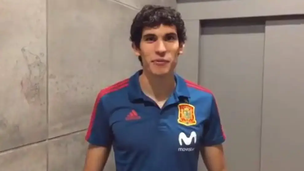 Jesús Vallejo, en el vídeo que ha enviado al Real Zaragoza.