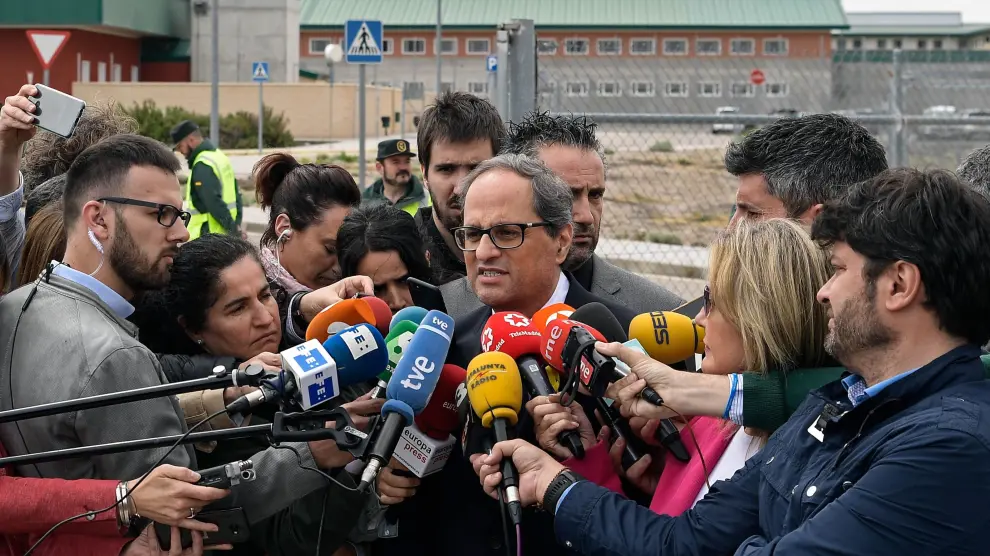 Quim Torra, presidente de la Generalitat, a las puertas de la cárcel de Estremera en una imagen de archivo.