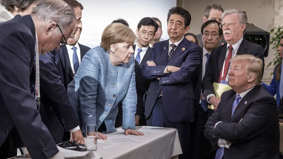 Merkel y Macron hablan con Trump en la cumbre del G7