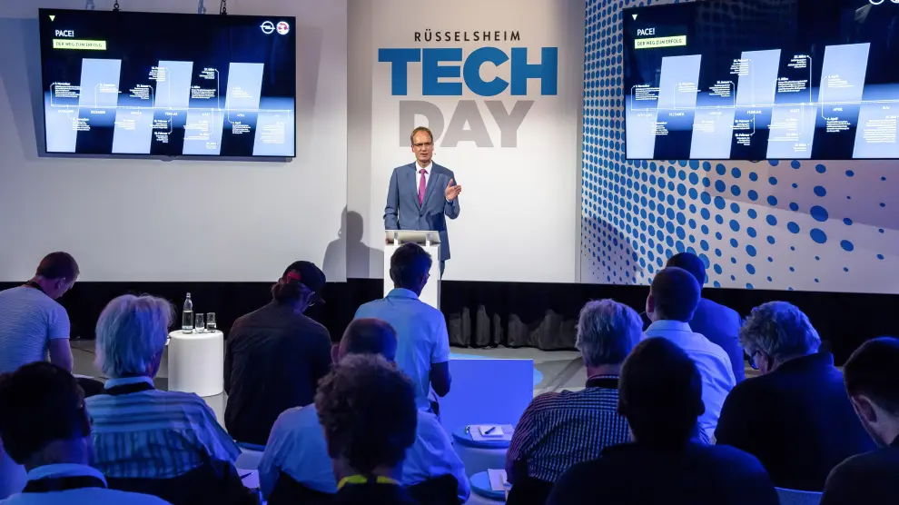 Michael Lohscheller, presidente y consejero delegado de Opel, en una sesión del 'Tech Day', en Rüsselsheim (Alemania)
