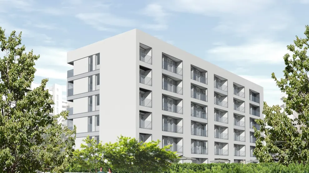 Simulación del edificio Aguas Vivas, que se compondrá de un total de 24 viviendas de tres y cuatro dormitorios con garaje y trastero.
