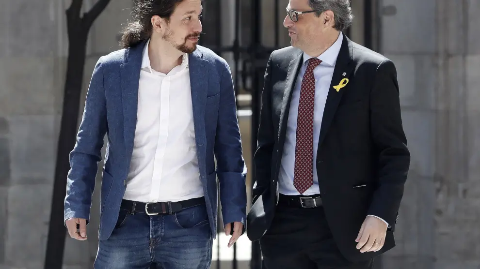 Pablo Iglesias y Quim Torra, presidente de la Generalitat.