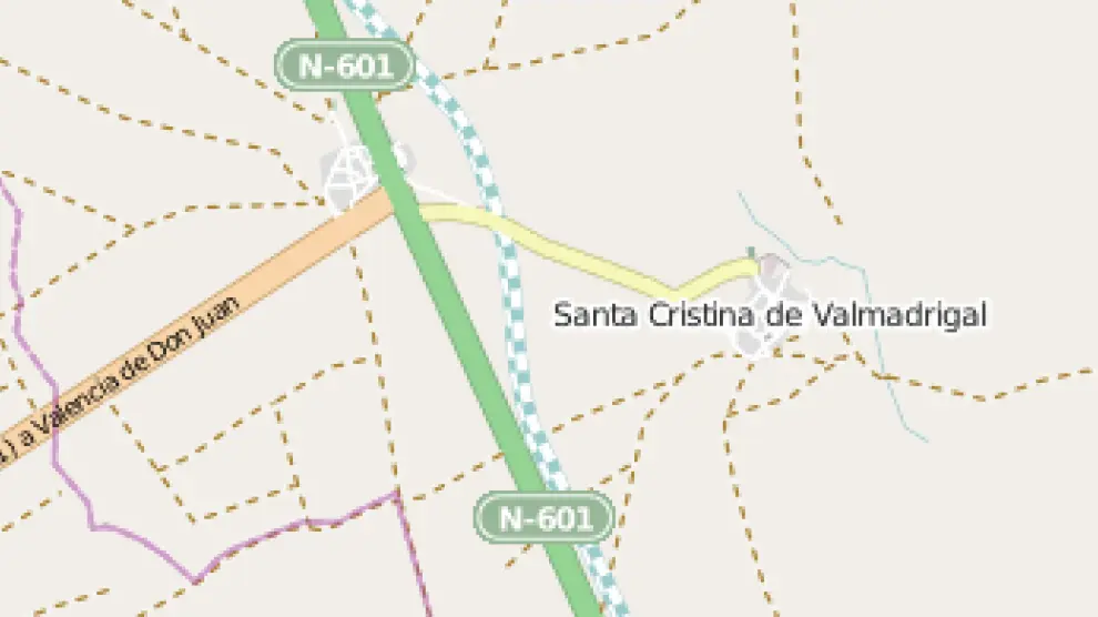 Zona del accidente a la altura de Santa Cristina de Valmadrigal en León