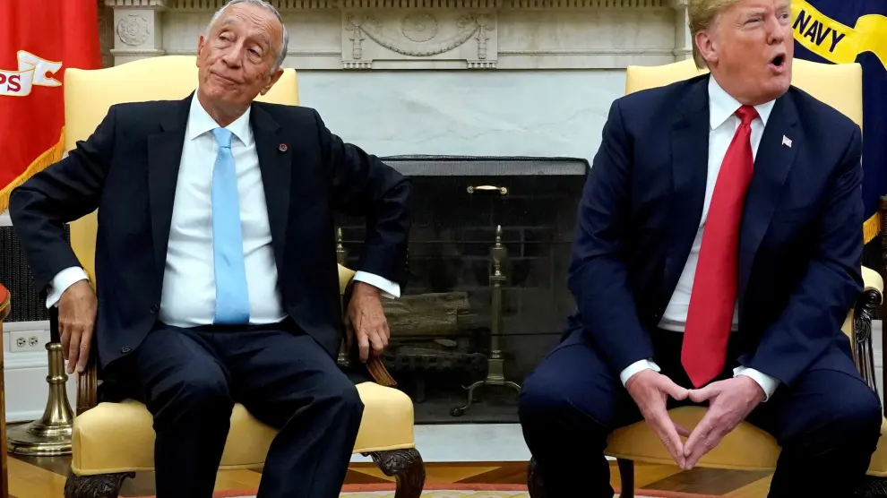 El presidente portugués Marcelo Rebelo de Sousa con el presidente estadounidense Donald Trump