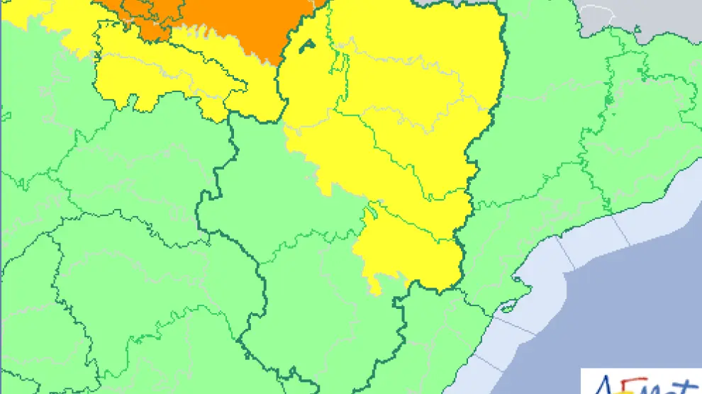 Alerta amarillaa de riesgo para este miércoles por tormentas en Huesca y por altas temperaturas en la ribera del Ebro y en el Bajo Aragón