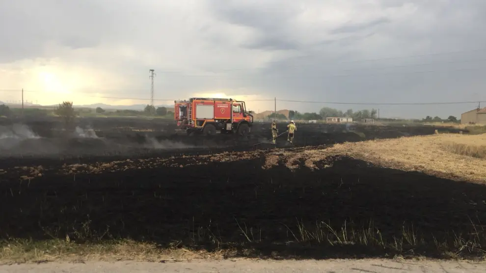 Las llamas han arrasado varios campos de cultivo junto a la estación de tren.