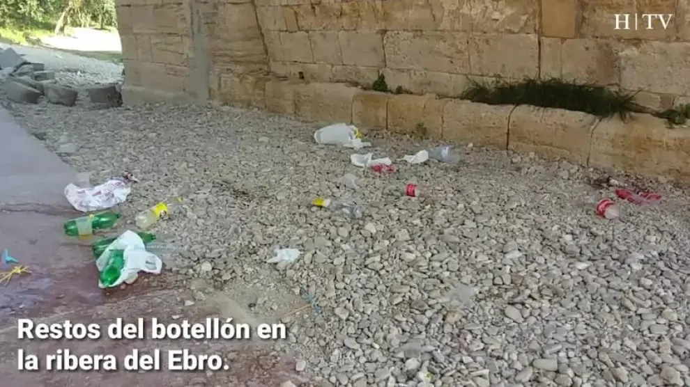 El botellón causa estragos, también, en la ribera del Ebro