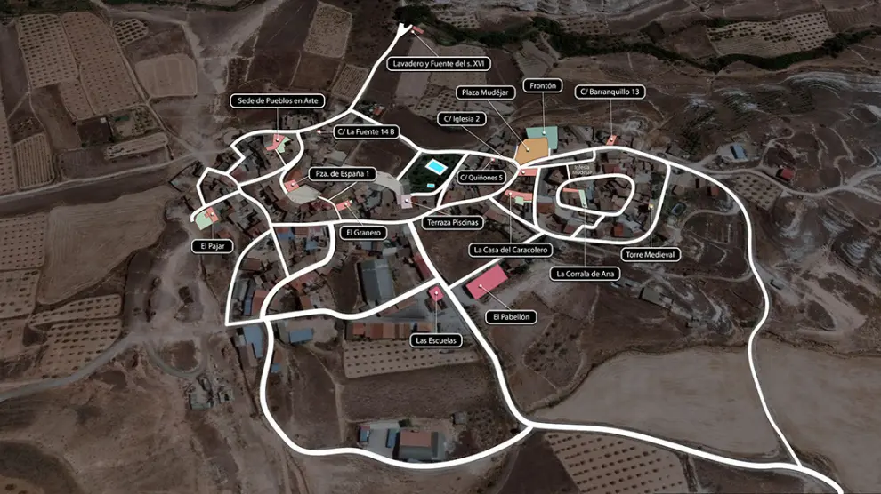 Mapa de los quince espacios donde se celebrará el Saltamontes Festival.