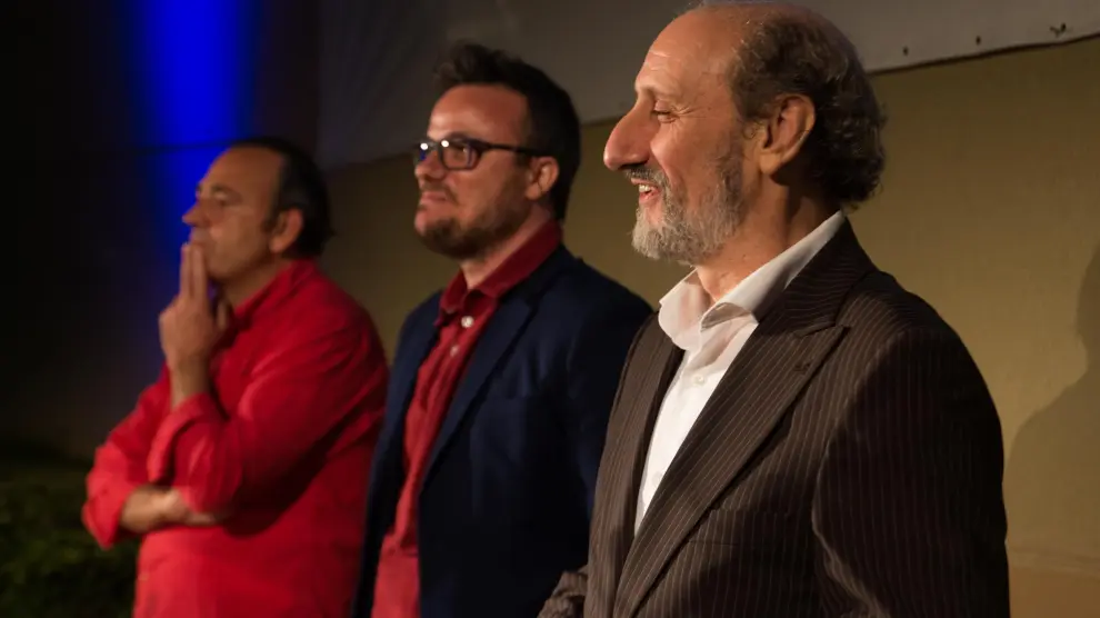 Ignacio Estaregui, director de 'Miau' junto a uno de sus productores, Jaime García Machín y su protagonista, José Luis Gil en la segunda sesión del festival