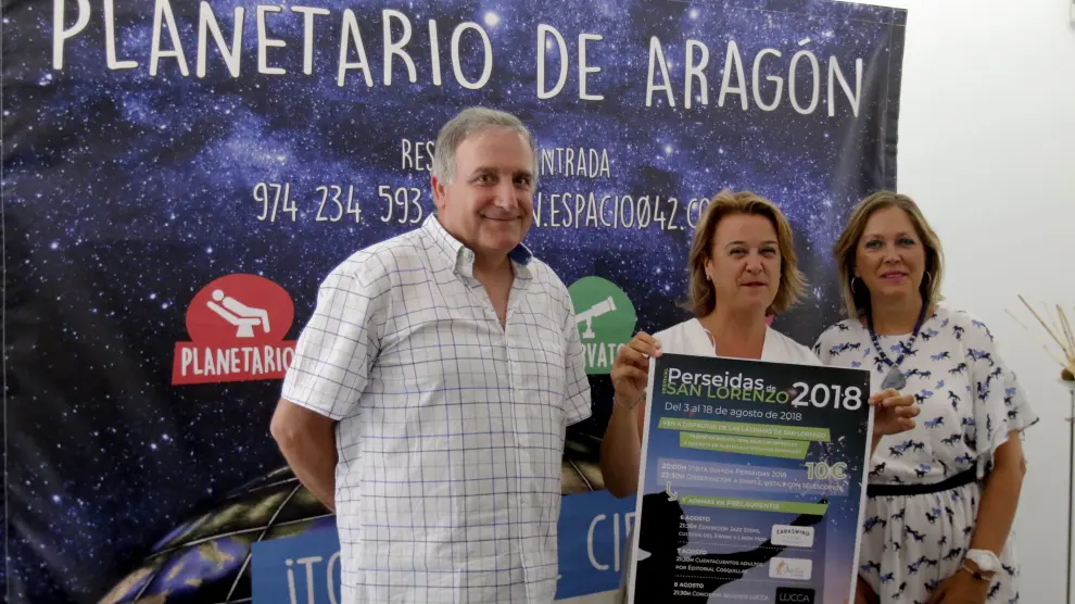 María Gracia, Alberto Solones y Beatriz Calvo en la presentación del festival de perseidas