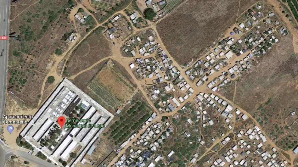 Vista aérea del asentamiento en el que se ha producido el incendio.