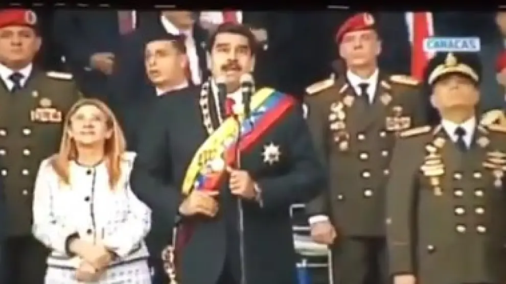 Maduro, en el momento de la supuesta explosión.