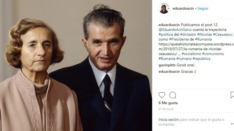 Imagen del dictador rumano Nicolae Ceaucescu, junto a su mujer, Elena.