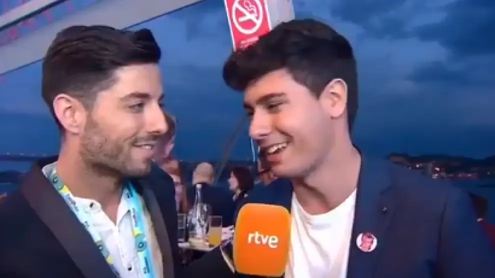 Una de las entrevistas a Alfred y Amaia durante Eurovisión.
