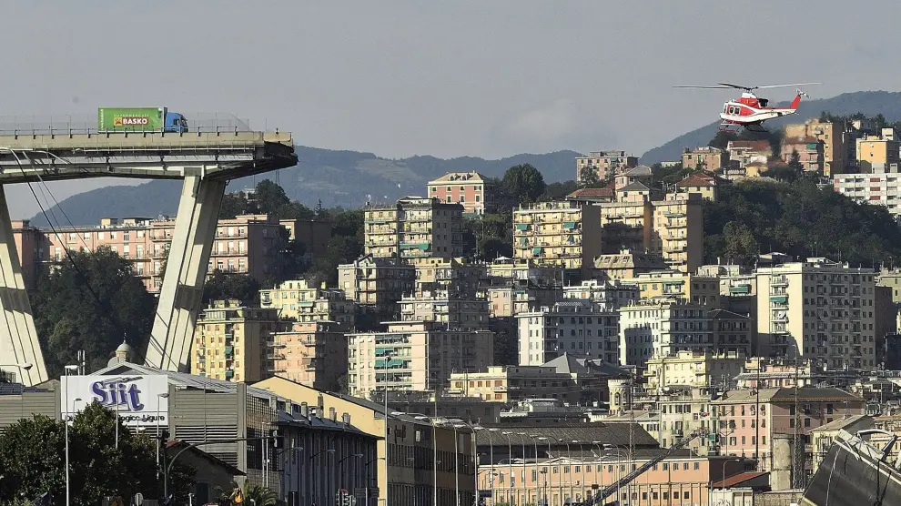 Así ha quedado el puente derrumbado en Génova