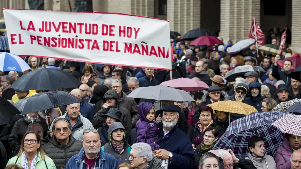 Manifestación de pensionistas en Zaragoza el pasado mes de marzo.