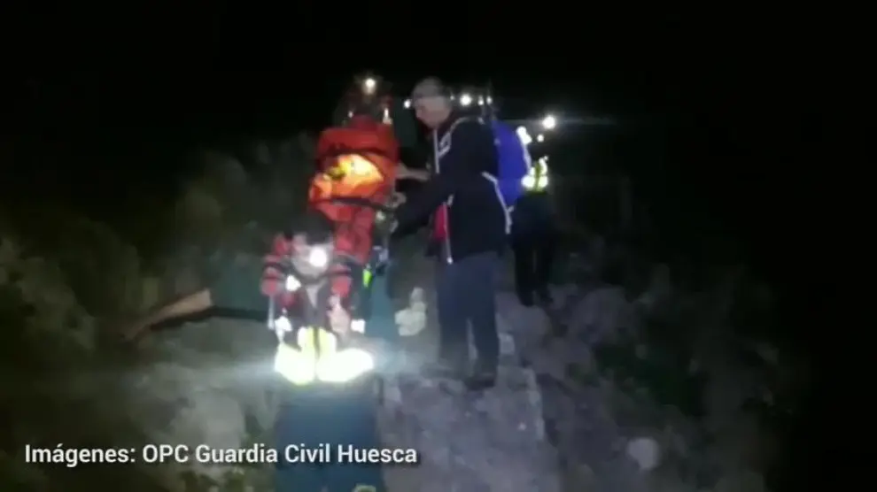 Rescate nocturno de una montañera en Huesca