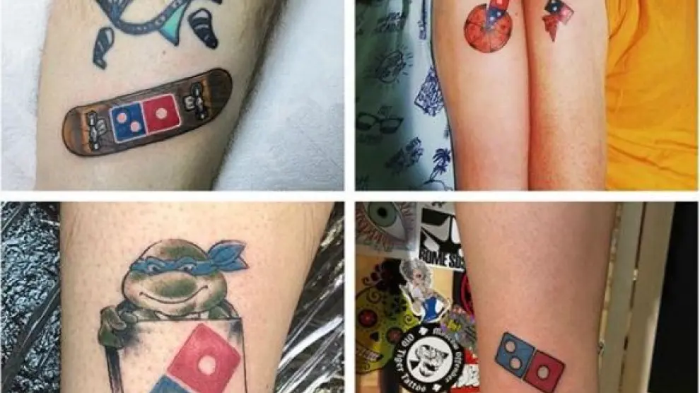 Tatuajes con el logo de Domino's Pizza.