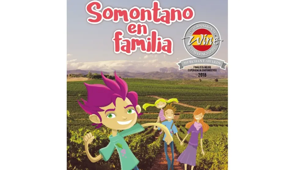 Portada de la guía ilustrada para niños editada dentro del proyecto Enoturismo Familiar de la Ruta Vino Somontano.