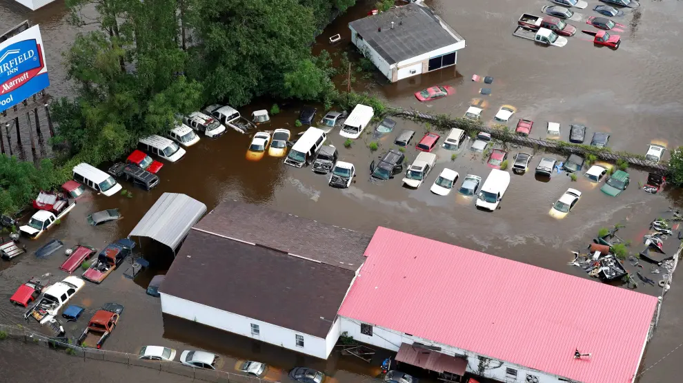 Inundación causada por el huracán Florence en Carolina del Norte.