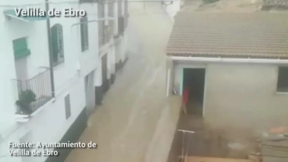 Fuertes precipitaciones en Velilla de Ebro