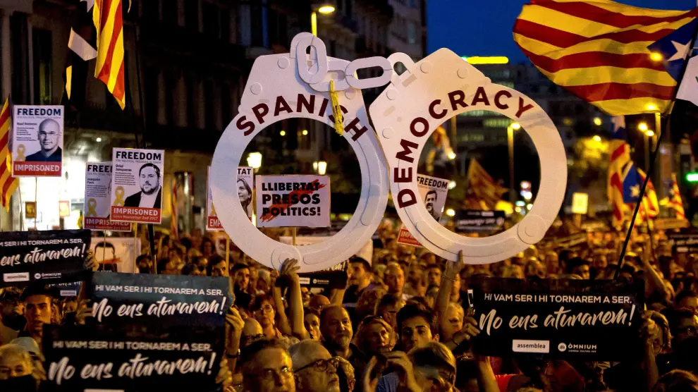 Concentración en Barcelona por la libertad de los Jordis