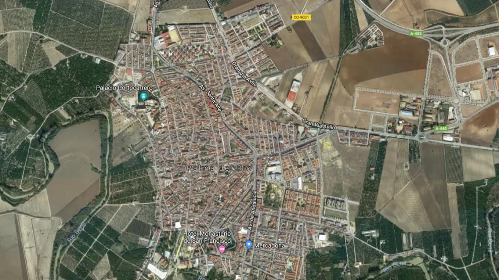 Imagen vía satélite de Palma del Río, localidad de las desaparecidas.