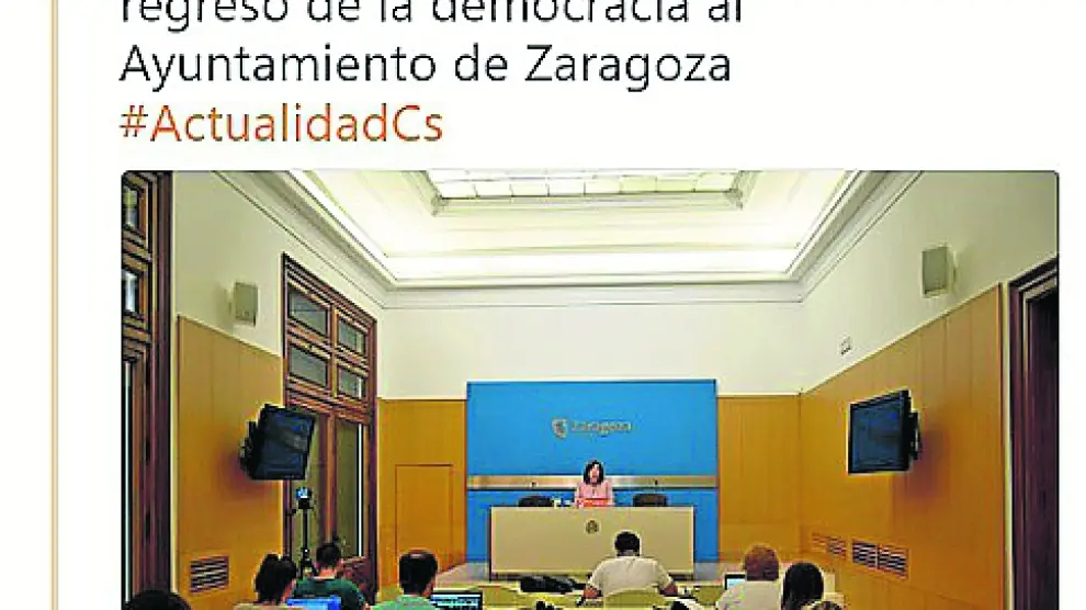 El tuit de Ciudadanos Zaragoza sobre el acto.