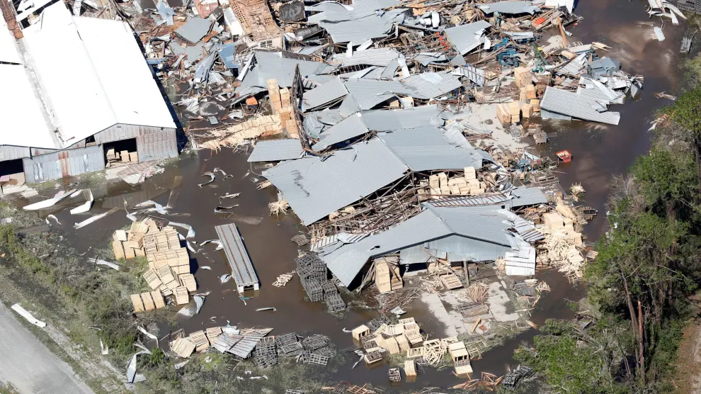 Edificios destruidos a causa del huracán Michael en Florida.