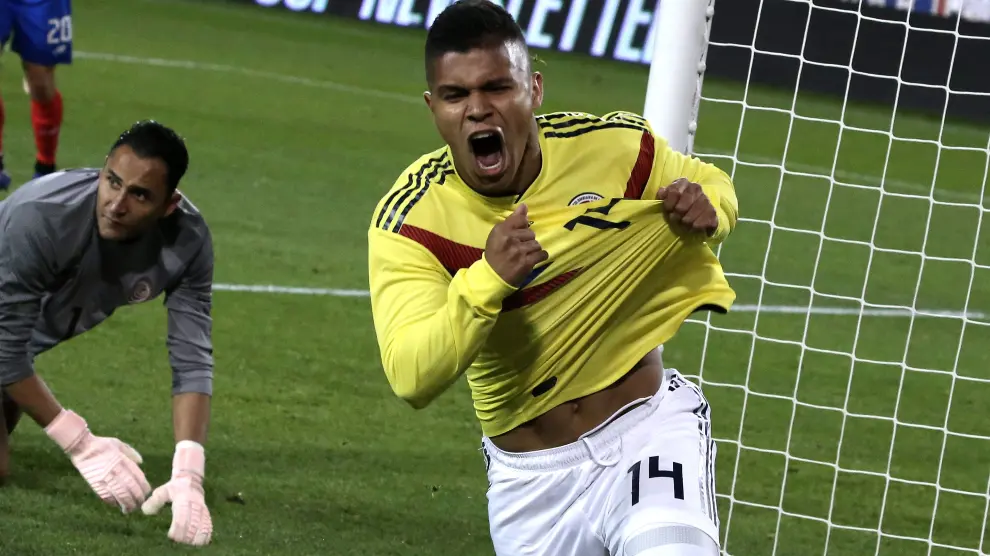 Cucho celebra eufórico uno de los goles que ha marcado ante Costa Rica.