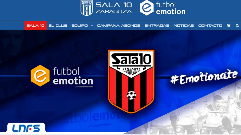 Portada de la nueva página web del Fútbol Emotion Zaragoza.