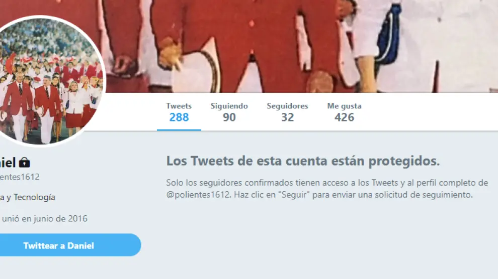 El perfil falso que utilizaba, @ponientes1619, ahora es privado.