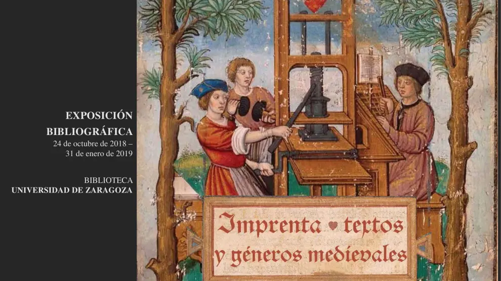 Cartel de la exposición 'Imprenta: textos y géneros medievales'.