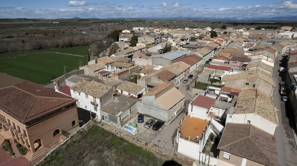 Vista de la localidad de Gurrea de Gállego, en la comarca de la Hoya de Huesca.