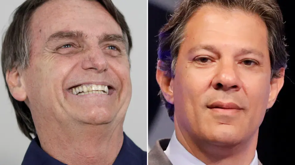 Combo de imágenes de Bolsonaro y Haddad
