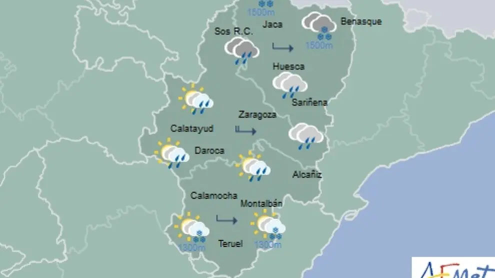 El tiempo en Aragón durante el lunes 5 de noviembre.