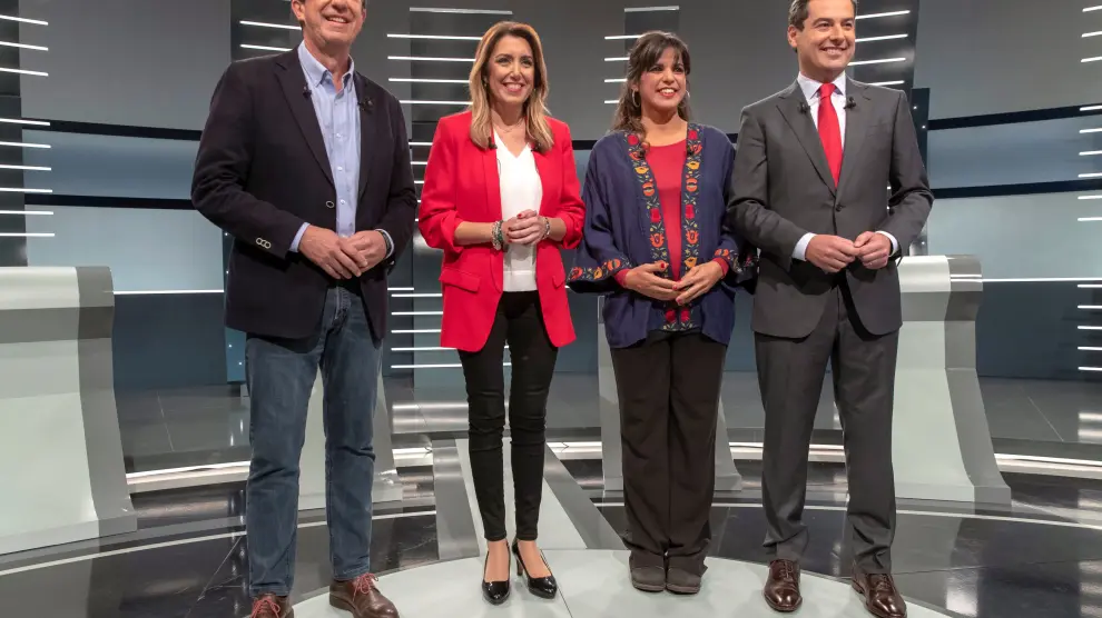 Juan Marín, Susana Díaz, Teresa Rodríguez y Juanma Moreno