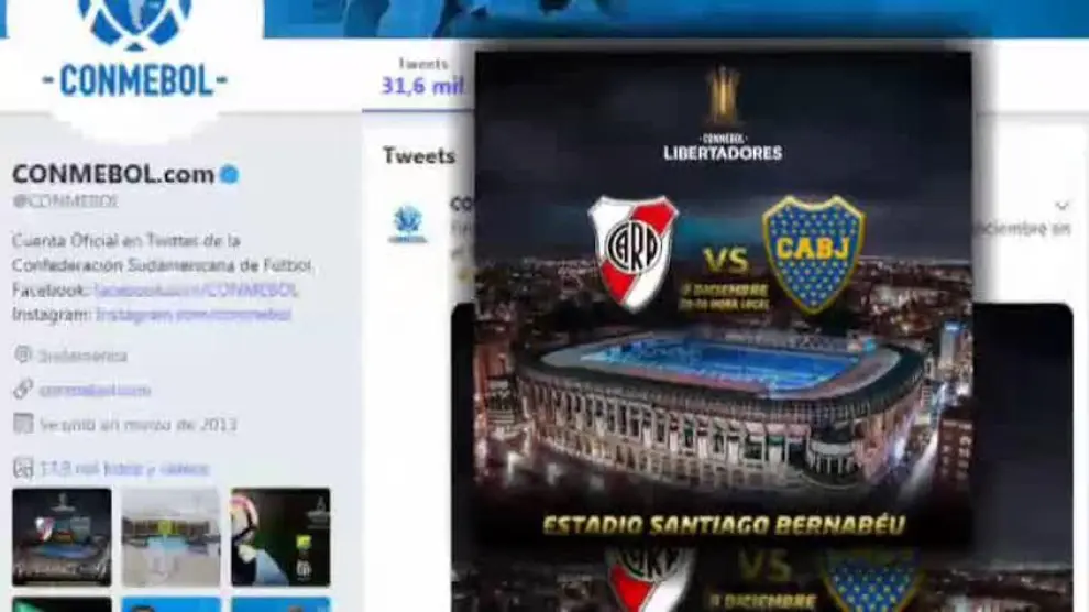 La final de la Copa Libertadores se jugará el 9 de diciembre en el Santiago Bernabéu