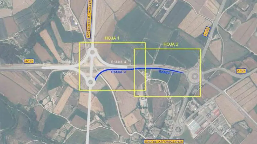 Mapa aéreo de la zona de las obras.