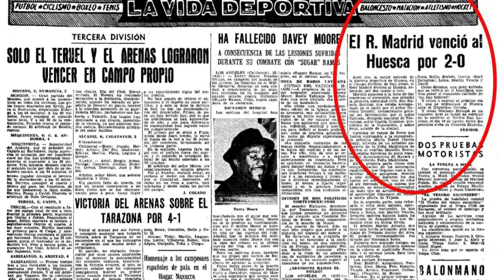 Ejemplar de HERALDO del martes 26 de marzo de 1963 donde se informa de este partido.