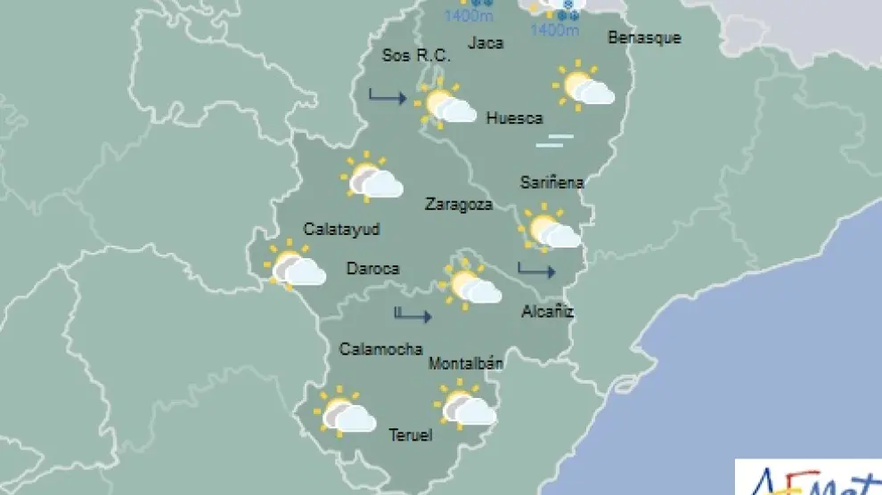 Predicción meteorológica en Aragón para este viernes, 7 de diciembre.