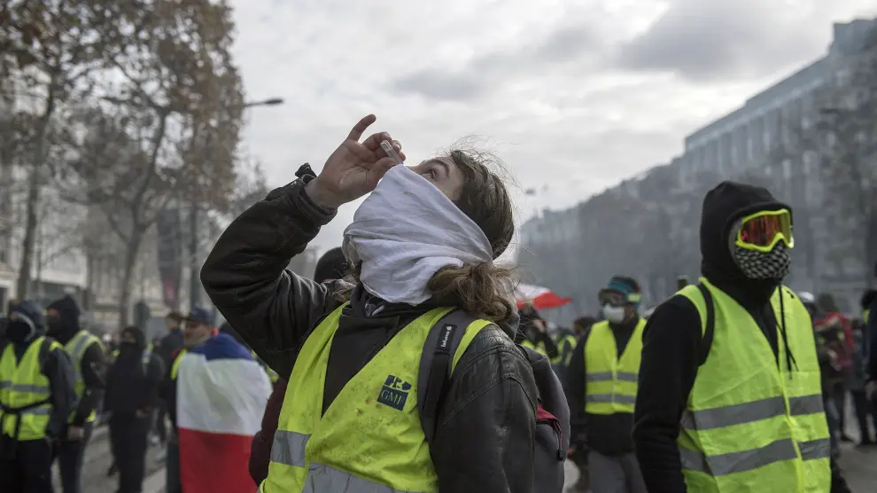 Protestas de los "chalecos amarillos" en París.