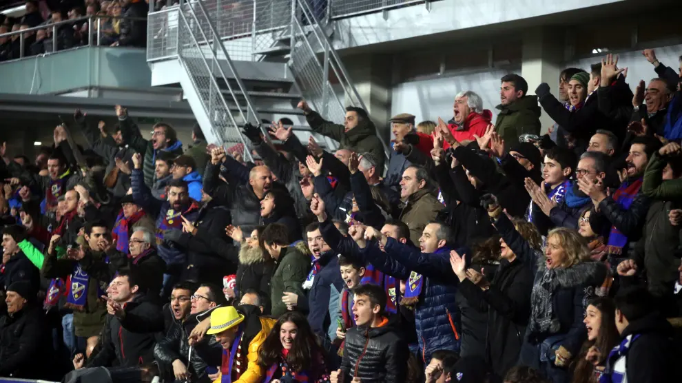 Aficionados de la SD Huesca, durante el partido del pasado domingo ante el Villarreal.
