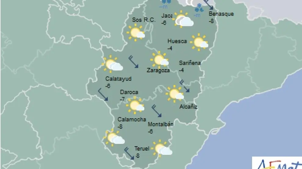 El tiempo en Aragón este jueves, 10 de enero.