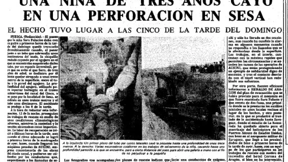Un suceso similar al del pequeño Julen, el niño atrapado en un pozo, conmocionó Aragón en 1980